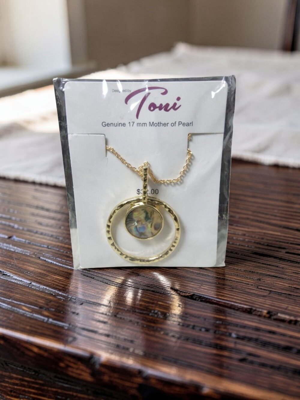 Toni Genuine 17mm Mother of Pearl Necklace  28" adjustable chain